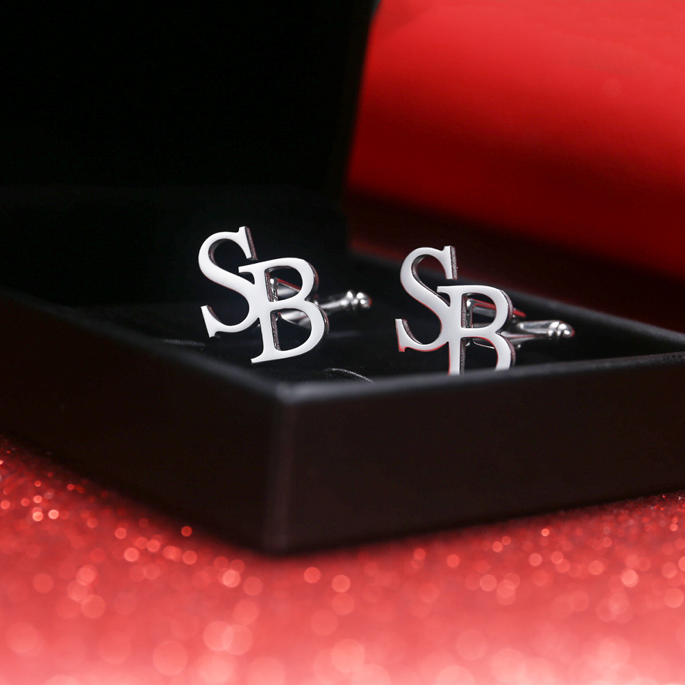 Men Grooming Usa - Tangula Custom Initials Cufflinks Stainless steel