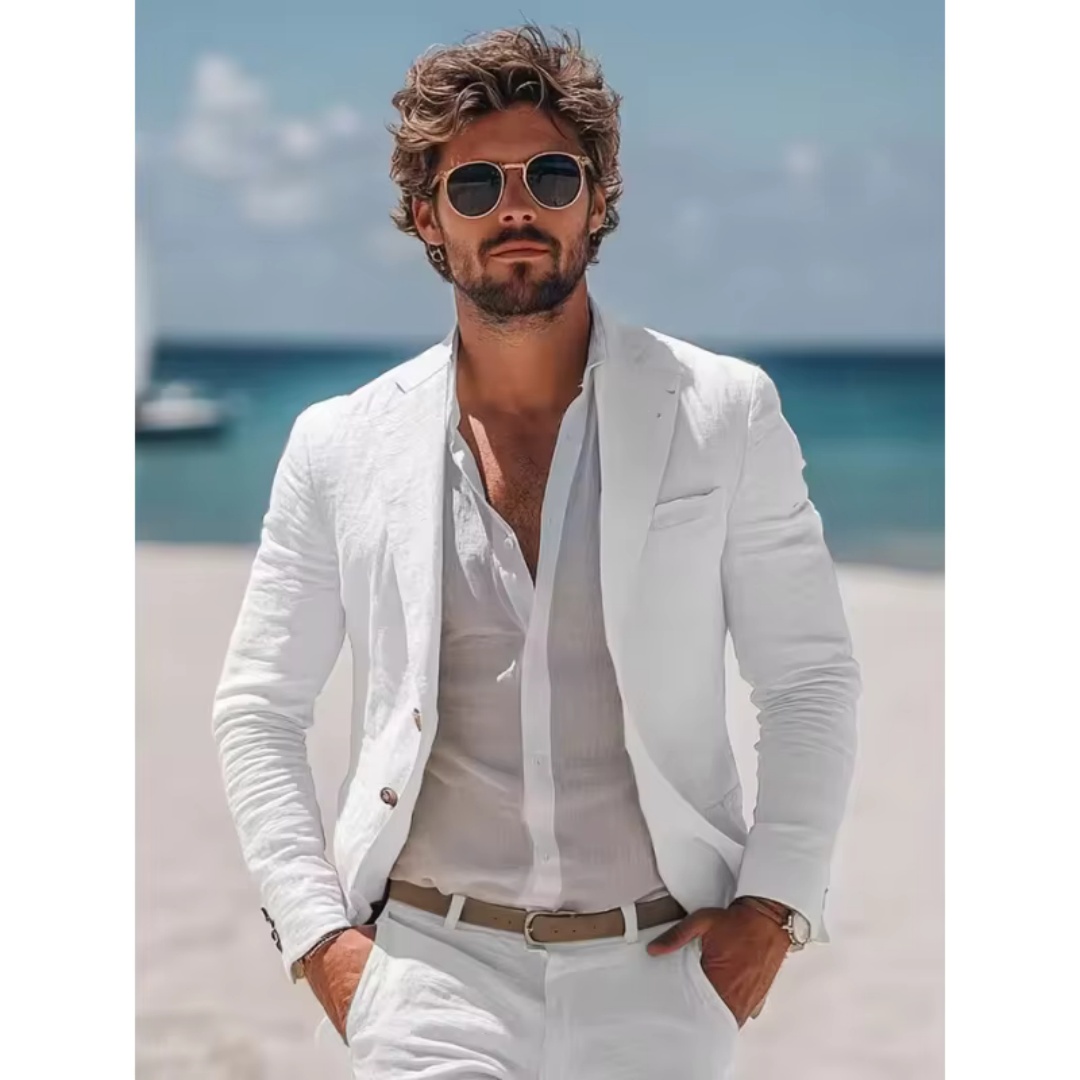 White Linen 2 Piece Men Suits  - огляд і ціна Men'S Grooming Kits