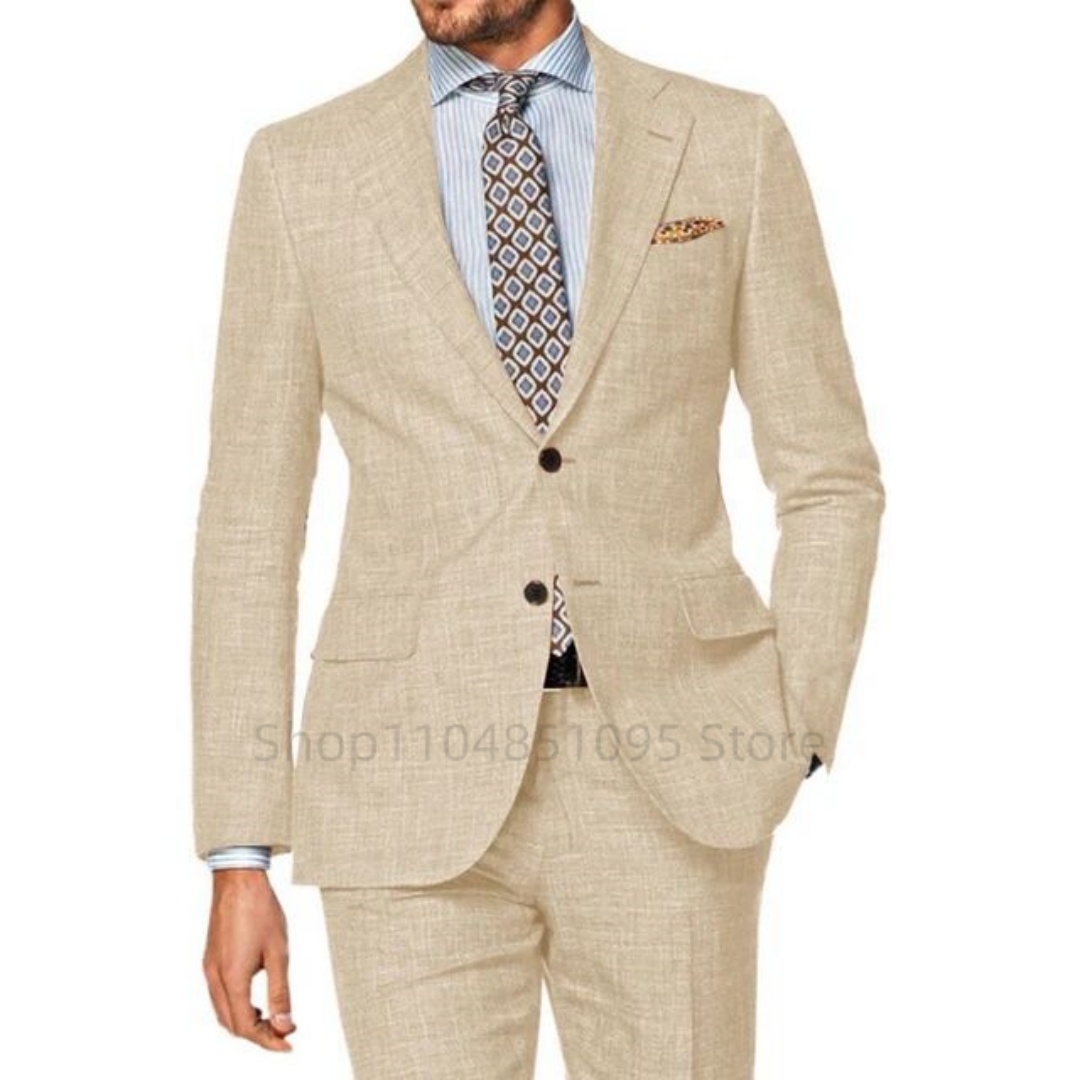 White Linen 2 Piece Men Suits  - огляд і ціна Men'S Grooming Kits